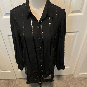 Cable and Gauge size M Elegant Black Sequin Women's Top